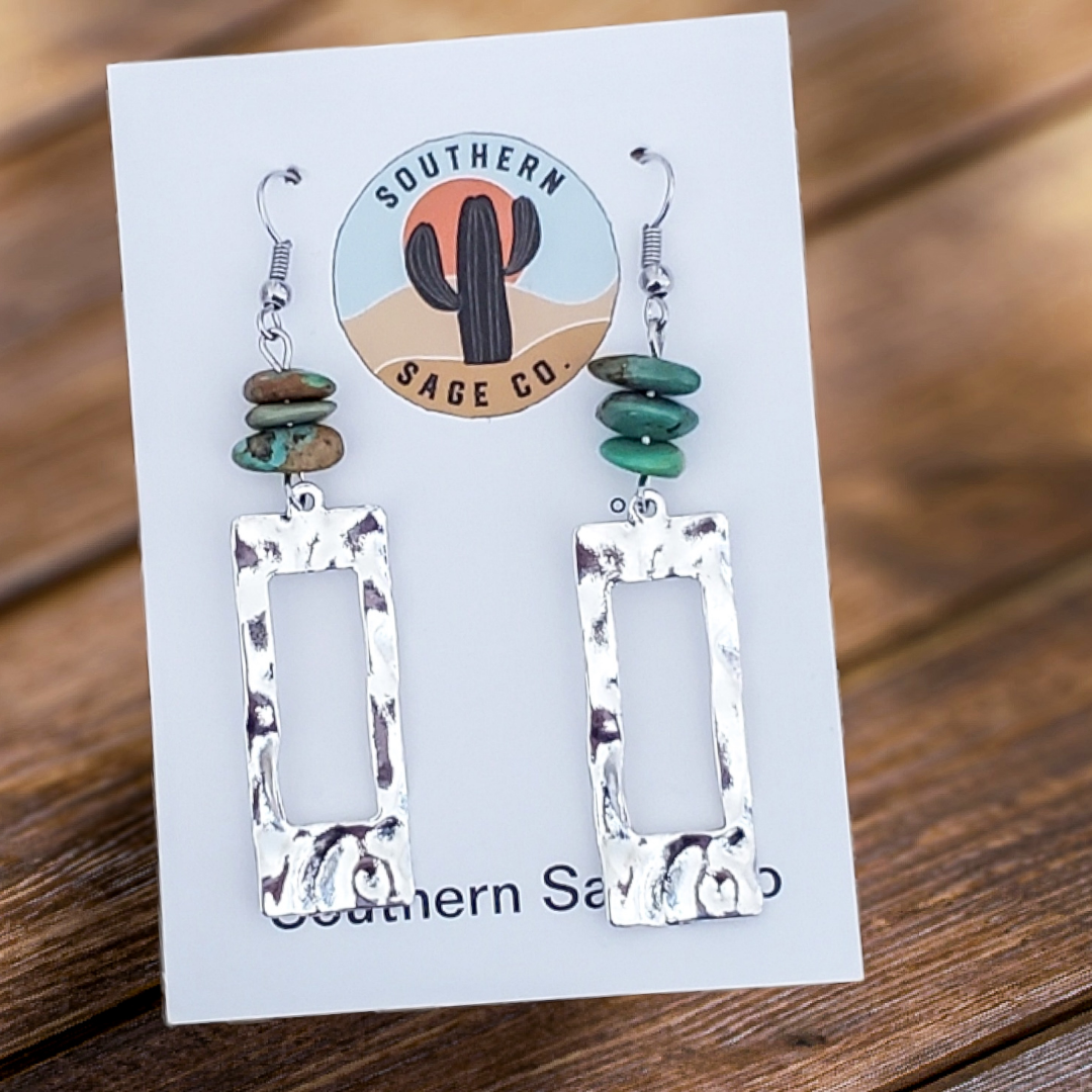 Real Green Turquoise Dangle Earrings Apparel & Accessories Southern Sage Co.   